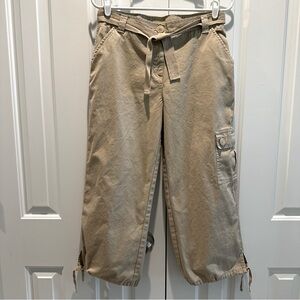 Hanna Andersson Tan Cropped Cotton Cargo Balloon Style Pants 6